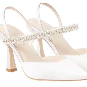 CAMPBELL Crystal Strap Spool Heel Slingbacks
